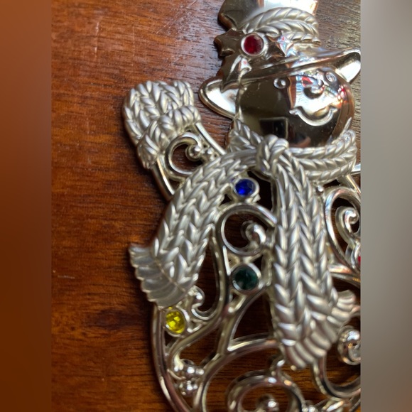 Lenox Silver Plate Snowman Multi-Colored Gems Christmas Ornament - Picture 3 of 7